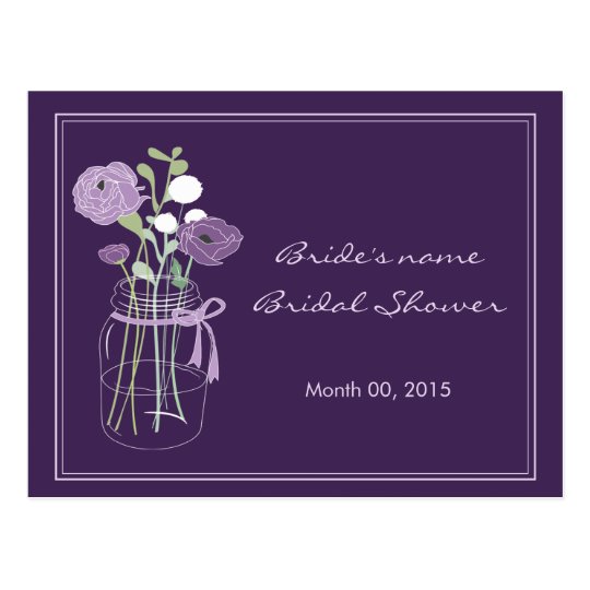 Purple Mason Jar Bridal Shower Advice Postcard