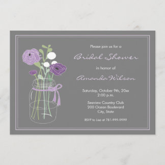 Purple Mason Jar Bridal Shower Invitations