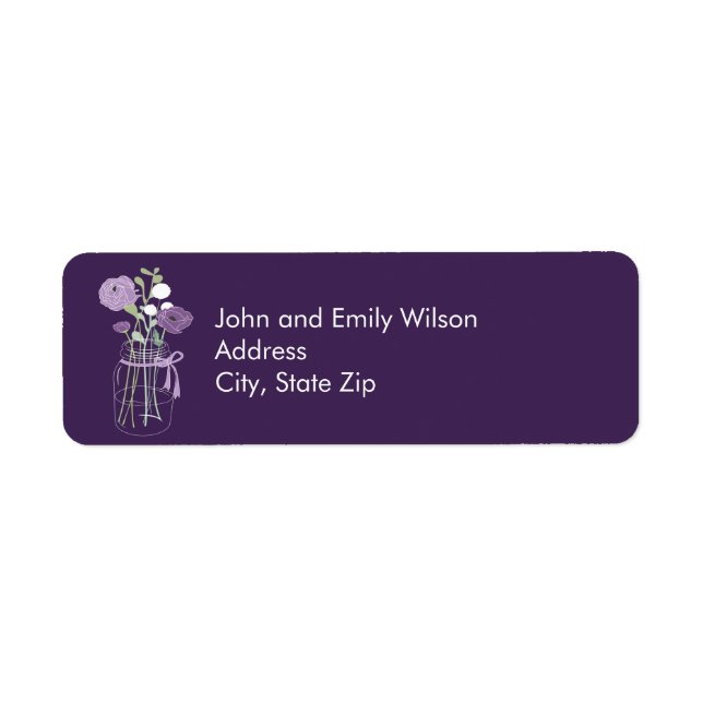 Purple Mason Jar Return Address Labels (Front)