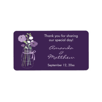 Purple Mason Jar Wedding Favor Labels