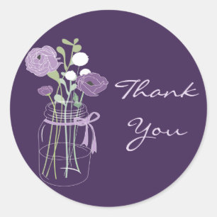 Purple Mason Jar Wedding Favor Stickers