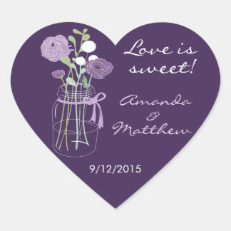 Purple Mason Jar Wedding Favor Stickers