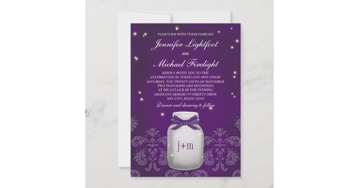 Rustic Fire Flies Mason Jar Bridal Shower Invitation, Zazzle