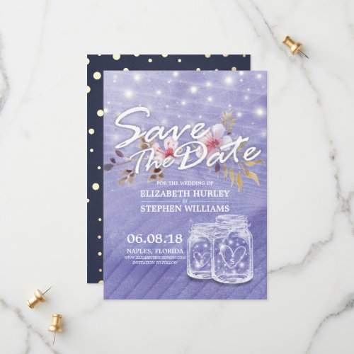 Purple Mason Jars Wedding Save The Date