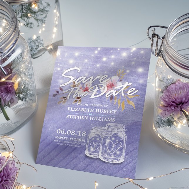 Purple Mason Jars Wedding Save The Date (Creator Uploaded)