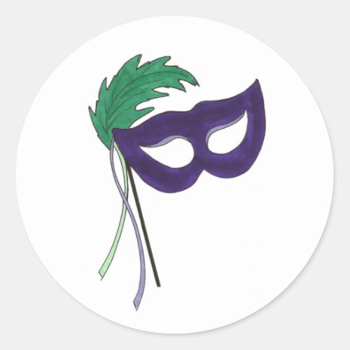 Purple Masquerade Ball Mask Masque Drama Theatre Classic Round Sticker