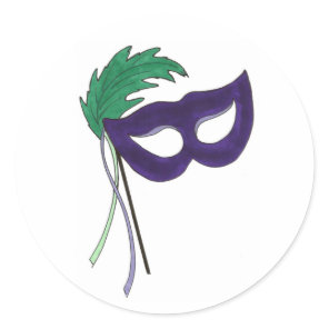 Purple Masquerade Ball Mask Masque Drama Theatre Classic Round Sticker