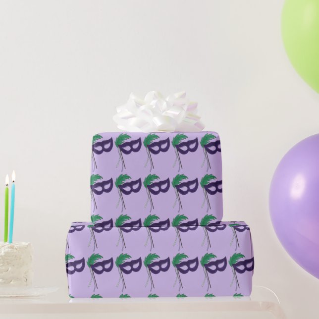 Purple Masquerade Ball Party Mask Drama Club Wrapping Paper (Party Gifts)