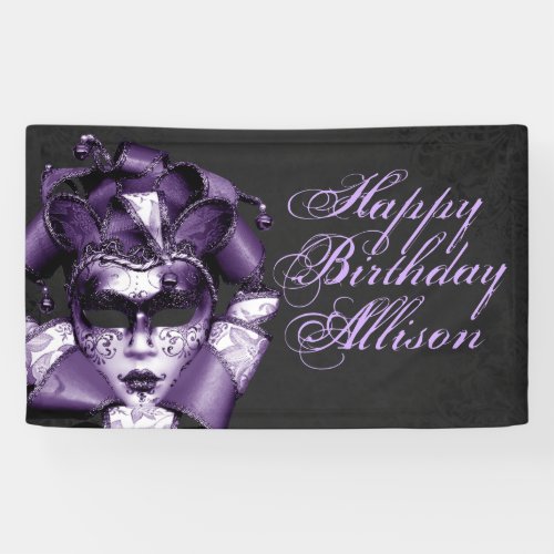 Purple Masquerade Birthday Banner