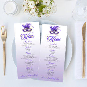 Purple Masquerade Birthday Party Flat Menu