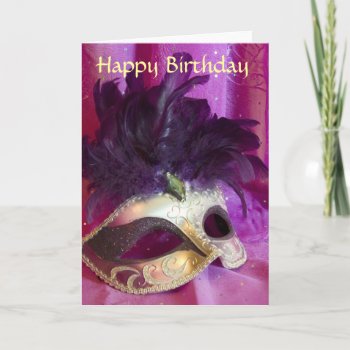 Purple Masquerade Mask Birthday Card by PhotographyByPixie at Zazzle