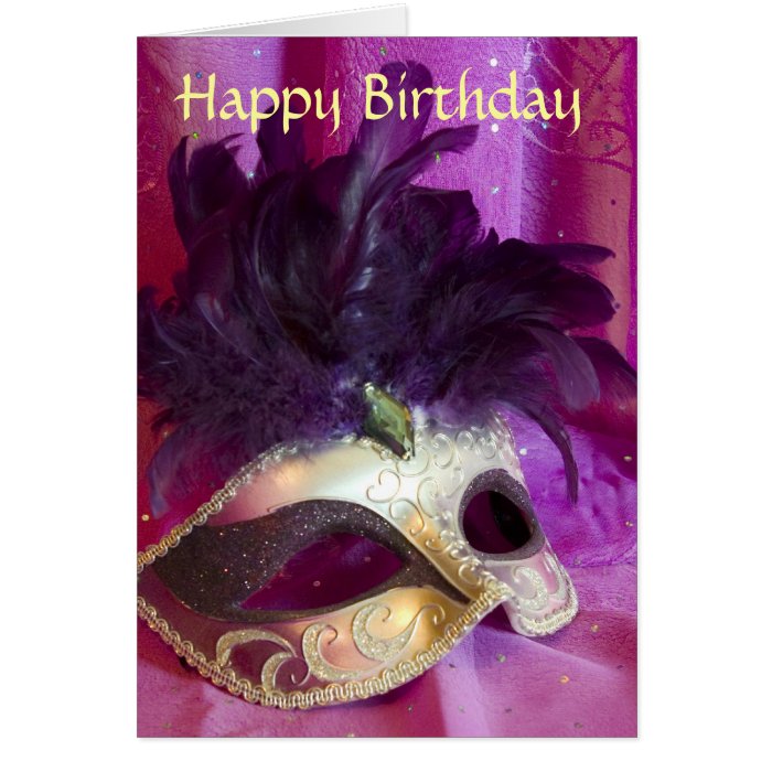 Purple Masquerade Mask Birthday Card Zazzle