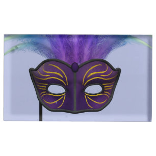 Purple Masquerade Mask Carnival Party Art Place Card Holder