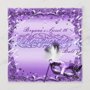 Purple Masquerade Mask Elegant Ball Party Invitation