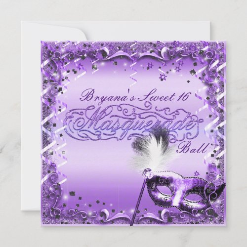 Purple Masquerade Mask Elegant Ball Party Invitation