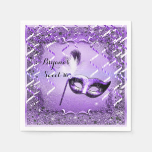 Purple Masquerade Mask Elegant Ball Party Napkins