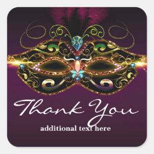 Purple Masquerade Mask Elegant Party Favor Sticker