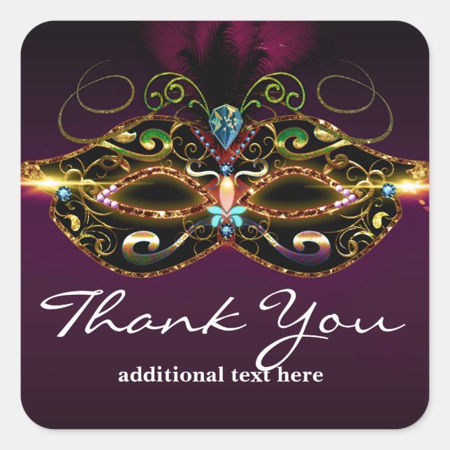 Purple Masquerade Mask Elegant Party Favor Sticker (Front)