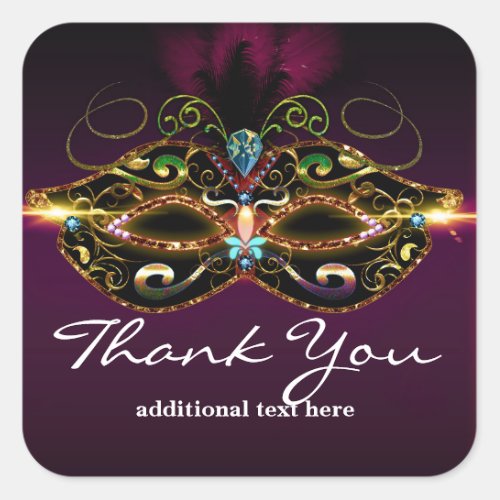 Purple Masquerade Mask Elegant Party Favor Sticker