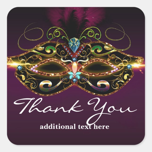 Purple Masquerade Mask Elegant Party Favor Sticker (Front)