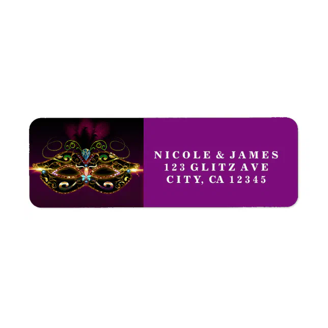 Purple Masquerade Mask Mardi Gras Address Label Zazzle