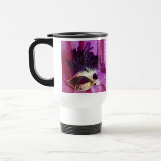 Purple Masquerade Mask Travel Mug