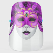Purple Masquerade Mask with Feathers - Mysterious