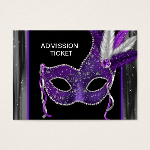 Customizable Purple Masquerade Party Admission Tickets Business Card Templates
