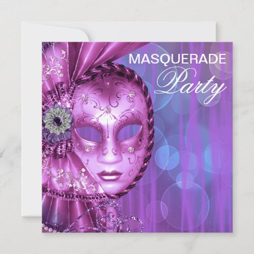 Purple Masquerade Party Personalized Announcement