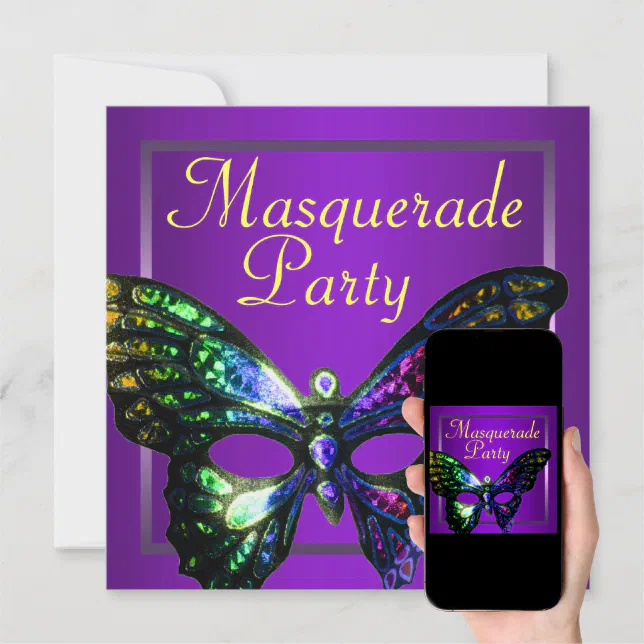 Purple Masquerade Party Invitation Zazzle