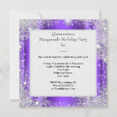 Purple Masquerade Quinceanera 15th Party Tiara Invitation (Back)