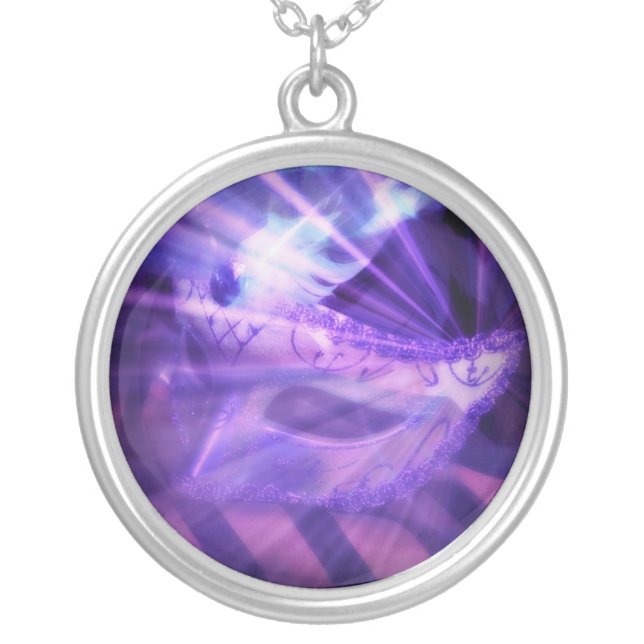 Purple Masquerade Silver Plated Necklace (Front)