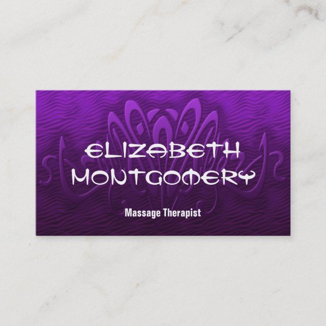 Purple Massage Therapy Appointment Business Card (Front)