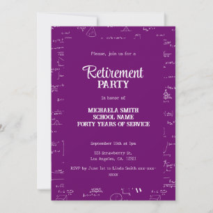 Purple Math Teacher Retirement Party Invitation