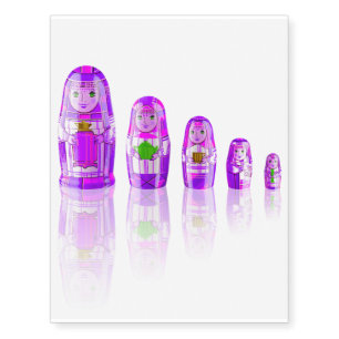Purple Matryoshka Russian Dolls Temporary Tattoos