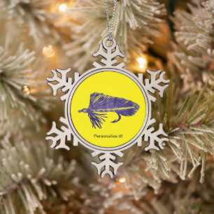 Purple Matuka streamer, fly tying, fly fishing art Snowflake Pewter Christmas Ornament