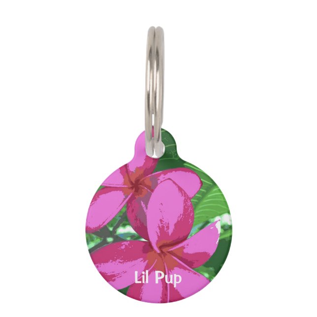 Purple Maui Plumeria Pet ID Tag (Front)
