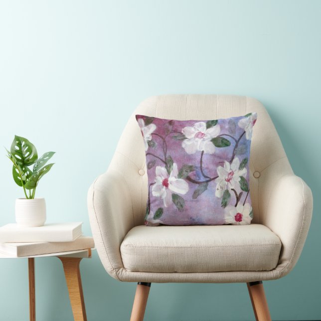 Purple Mauve Burgundy White And Red Throw Pillow (Chair)