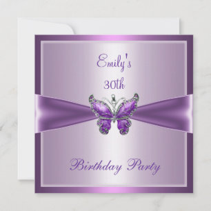 Purple Mauve Butterfly 30th Birthday Party Invitation