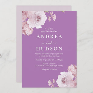 Purple & Mauve Dusty Rose Wedding Invitation