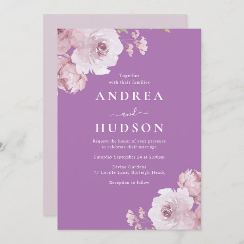 Purple  Mauve Dusty Rose Wedding Invitation