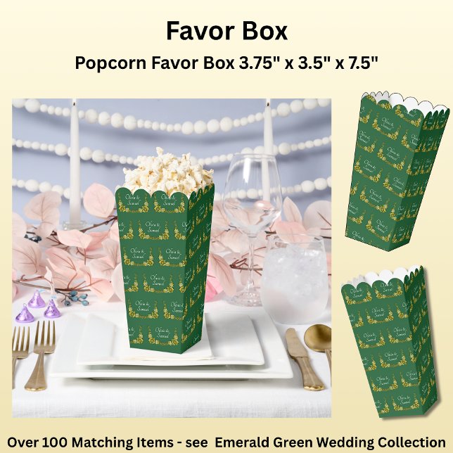 Purple Mauve Emerald Green & Gold Wedding Suite Favor Boxes (Creator Uploaded)