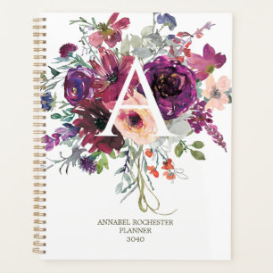Purple & Mauve floral bouquet personalised Planner