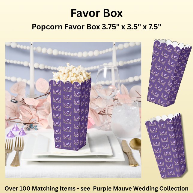 Purple Mauve Flowers & White Wedding Suite Favor Boxes (Creator Uploaded)