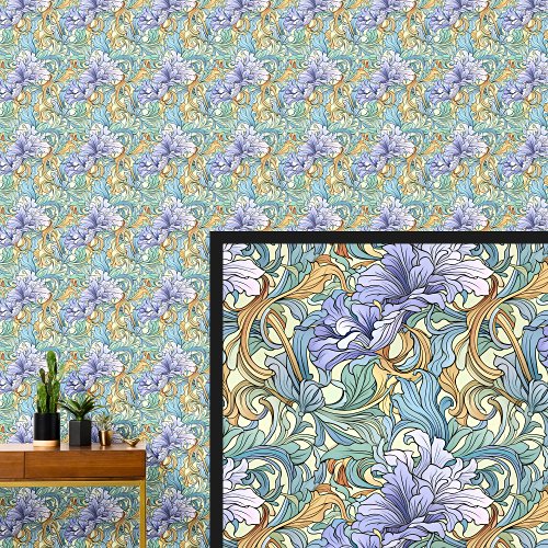 Purple Mauve Green Aqua Yellow Gold Art Nouveau  Wallpaper