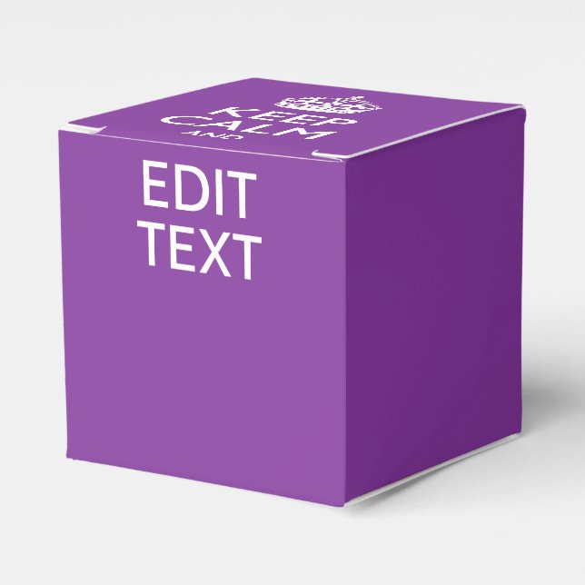 Purple Mauve KEEP CALM AND Edit Text Favor Boxes (Front Side)