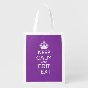 Purple Mauve KEEP CALM AND Edit Text Grocery Bag