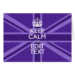 Purple Mauve Keep Calm And Your Text Union Jack Cards