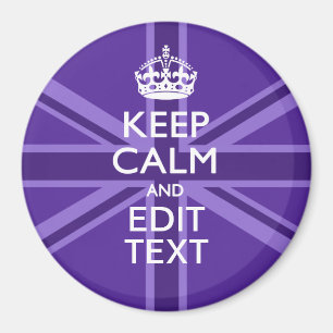 Purple Mauve Keep Calm And Your Text Union Jack Magnet