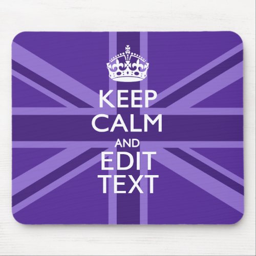 Purple Mauve Keep Calm And Your Text Union Jack Mouse Pad